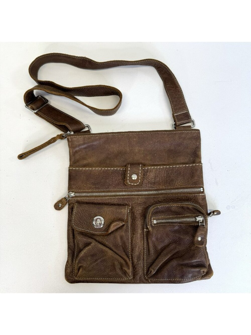 Roots Canada Large Venetian Villager Crossbody Bag Tribe Leather Messenger Brown